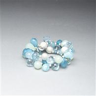 Green and Blue Stretch Bracelet x0098, Silver, medium