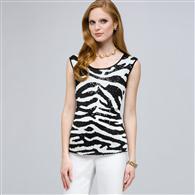 Sequined Animal Print Shell. x0066, Black & White, medium