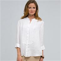 Pleated Button Down x0011, White, medium