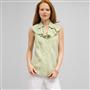 Ruffle Front Sleeveless Blouse., Sugar Pea and White, small