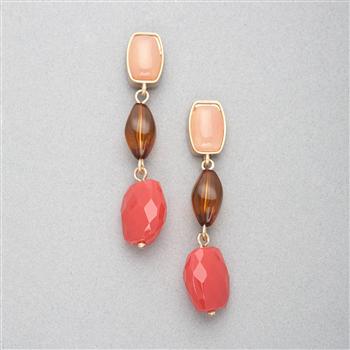 Pink Quartz Dangle Earring, Gold, large