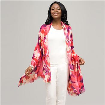 Floral Luxe Scarf, Red, large