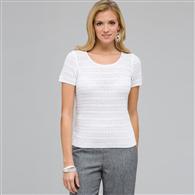 Scoop Neck Knit Top, White, medium