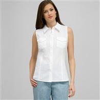 Sleeveless Button Down Blouse. x0031, White, medium