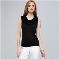 Sleeveless Cowl Neck Knit. x0036, Black, medium