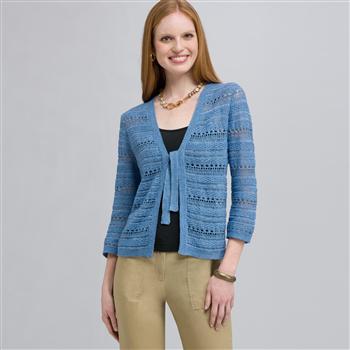 Tie Front Cardigan, Blue Stone, large