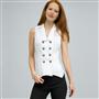 Double Breasted Sleeveless Button Down Blouse., White, small