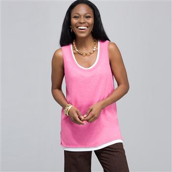 Double Layer Tank Top., Bright Raspberry and White, large