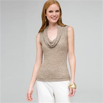 Cowl Neck Top, Stone, large