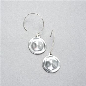 Hammered Silver Earings, Worn Silver, large