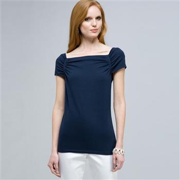 Square Neck Top, Admiral Navy, large