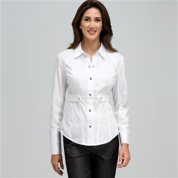 Fitted Seamed Shirt, White, large