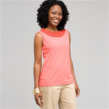 Scoop Neck Knit, Coral Sun, large