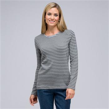 Long Sleeve Crew Neck Top, Heather Grey Multi, large
