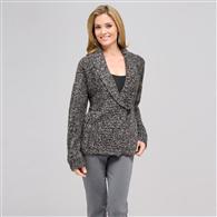 Long Sleeve Dolman Wrap Cardigan x0048, Black & Sugar, medium