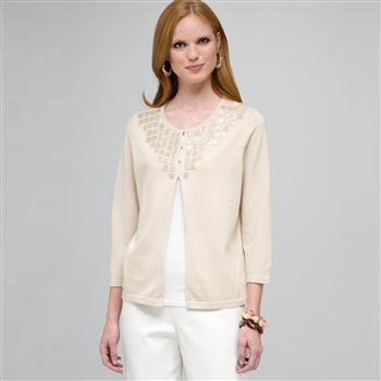 Beaded Cardigan, Dark Stone, large