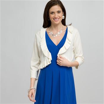 Ruffle Cardigan, Ivory, large