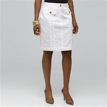 Straight Skirt, White, large