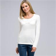 Long Sleeve Appliqued Crew Neck x0054, Sugar, medium