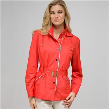 Belted Hooded Jacket, Cardinal Red, large