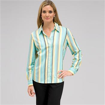 Long Sleeve Striped Button Down, Multi, large