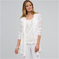 Drape Front Cardigan, White, medium
