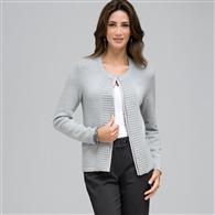 Rib Trim Cardigan, Grey Heather, medium