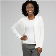 Rib Trim V-Neck Cardigan x0045, Ivory, medium