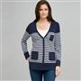 Navy and White Stripped Cardigan, swiss navy & white, small