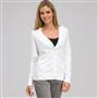 Ruffle Front V-Neck Cardigan, White, small