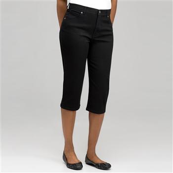 Classic Denim Straight Leg Capri x0056, Black, large