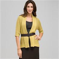 Novelty Stitch Belted Cardigan x0027, Fennel, medium