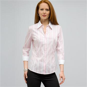 Stripe Button Down Shirt., LIght Pink Gem Combo, large