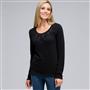 Long Sleeve Appliqued Crew Neck x0054, Black, small
