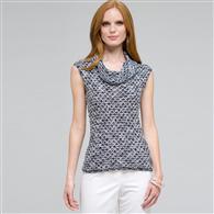Sleeveless Cowl Neck Top x0064, White Multi, medium