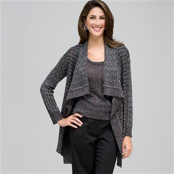 Cable Cardigan, Black Multi, large