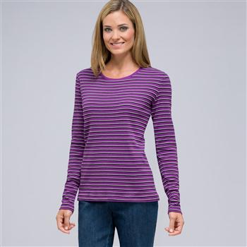 Long Sleeve Crew Neck Top, Meadow Violet Multi, large
