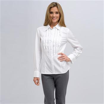Long Sleeve Shirt With Twist Detail, White, large