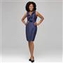 Ruffle Front Wrap A-Line Dress, Indigo, small