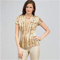 Short Sleeve Printed Blouse. x0099, Chino Multi, medium