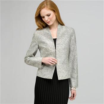 Flat Front Open Jacket., Black & White, large