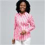 Stripped Button Down Shirt, Hot Pink Combo, small