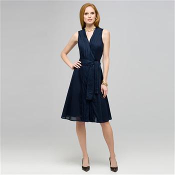 Pleaded Dress With Front Sash., Admiral Navy, large