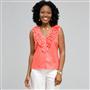Ruffle Sleeveless Shirt, Coral Sun, small