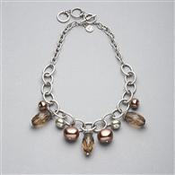 Green and Brown Beaded Frontal Collar Necklace x0056, Silver Ox, medium