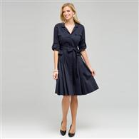 Short Sleeve Belted Shirtdress x0026, Ink, medium