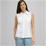 Sleeveless Button Down Blouse., White, small