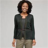 Belted Cardigan With Studs x0052, Laurel, medium