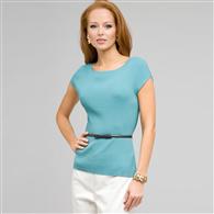 Boat Neck Knit with Belt, Surf, medium